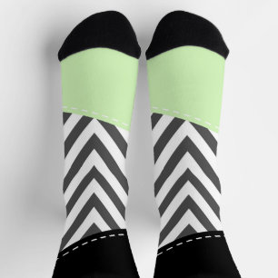 Grey Zigzag, Grey Chevron, Zigzag Pattern, Mint Socks