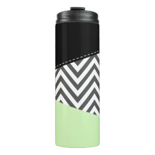Grey Zigzag, Grey Chevron, Zigzag Pattern, Mint Thermal Tumbler