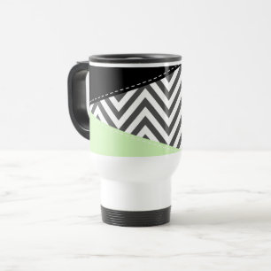 Grey Zigzag, Grey Chevron, Zigzag Pattern, Mint Travel Mug