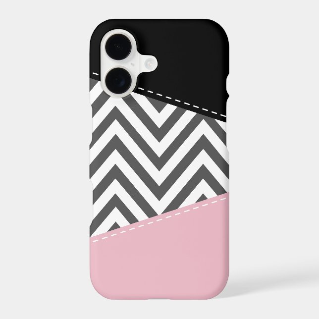 Grey Zigzag, Grey Chevron, Zigzag Pattern, Pink (Back)