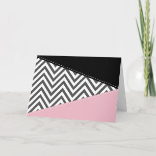 Grey Zigzag, Grey Chevron, Zigzag Pattern, Pink Card