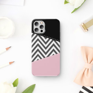 Grey Zigzag, Grey Chevron, Zigzag Pattern, Pink iPhone 11 Case