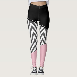 Grey Zigzag, Grey Chevron, Zigzag Pattern, Pink Leggings