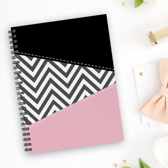Grey Zigzag, Grey Chevron, Zigzag Pattern, Pink Notebook (Creator Uploaded)