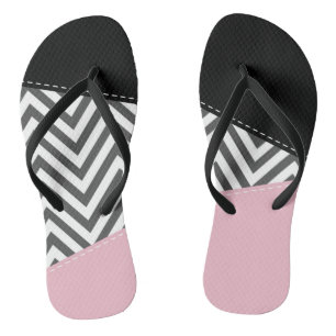 Grey Zigzag, Grey Chevron, Zigzag Pattern, Pink Thongs