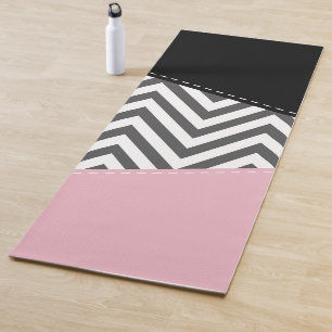 Grey Zigzag, Grey Chevron, Zigzag Pattern, Pink Yoga Mat