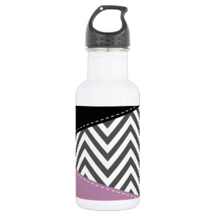 Grey Zigzag, Grey Chevron, Zigzag Pattern, Purple 532 Ml Water Bottle