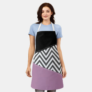 Grey Zigzag, Grey Chevron, Zigzag Pattern, Purple Apron