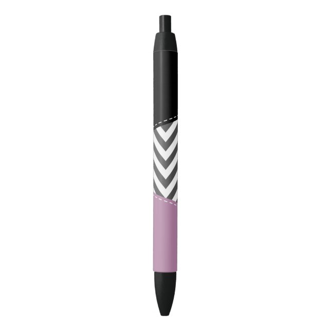 Grey Zigzag, Grey Chevron, Zigzag Pattern, Purple Black Ink Pen (Front Vertical)