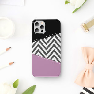 Grey Zigzag, Grey Chevron, Zigzag Pattern, Purple Case-Mate iPhone Case