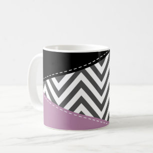 Grey Zigzag, Grey Chevron, Zigzag Pattern, Purple Coffee Mug