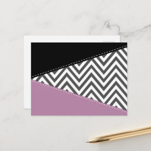 Grey Zigzag, Grey Chevron, Zigzag Pattern, Purple Postcard