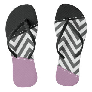 Grey Zigzag, Grey Chevron, Zigzag Pattern, Purple Thongs