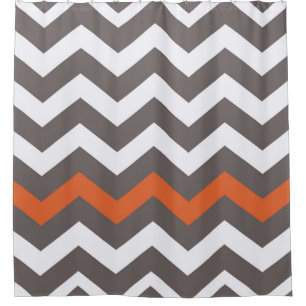 Grey Zigzags With Orange Accent Shower Curtain
