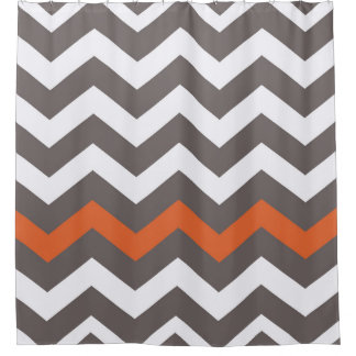 Grey Zigzags With Orange Accent Shower Curtain