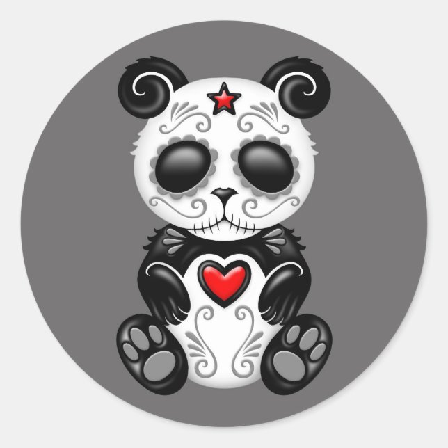 Grey Zombie Sugar Panda Classic Round Sticker (Front)