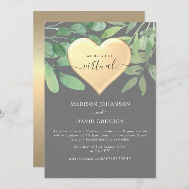 Grey Zoom Wedding Invitation (Front/Back)