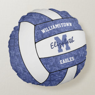 greyed blue volleyball girls sports room decor round cushion