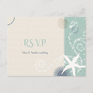 Greyed Jade Beach Wedding Meal Choice RSVP Invitation Postcard