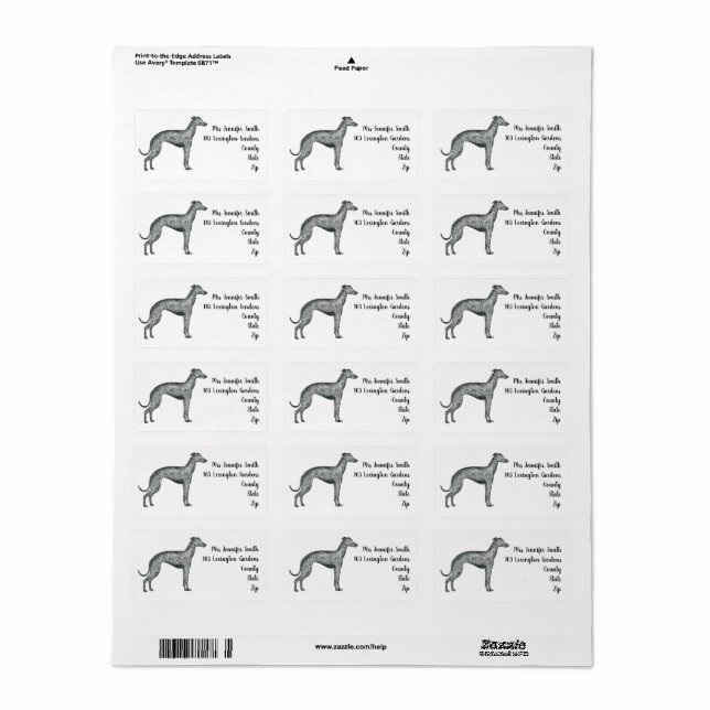 Greyhound Address  Label (Full Sheet)