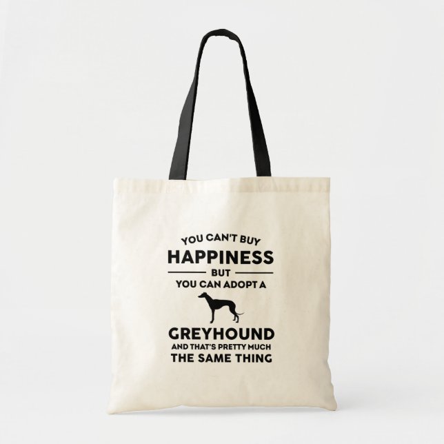Greyhound adoption happiness tote bag (Front)