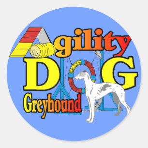 Greyhound_Agility Classic Round Sticker