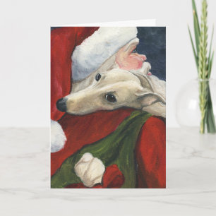 "Greyhound and Santa" Dog Art Christmas Card