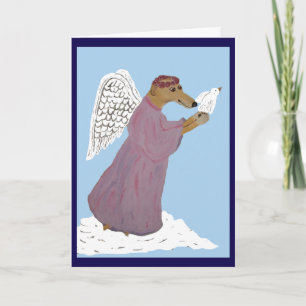 Greyhound Angel with White Dove Card