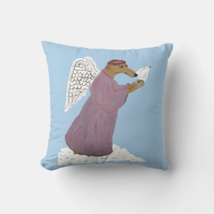 Greyhound Angel with White Dove Cushion