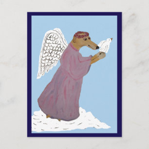 Greyhound Angel with White Dove Postcard
