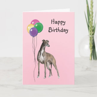 Greyhound, Birthday Balloons Card