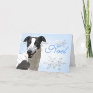 Greyhound Black & White Noel2 Holiday Card