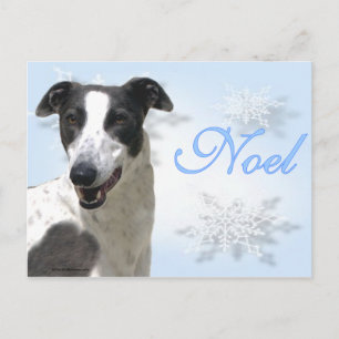 Greyhound Black & White Noel2 Holiday Postcard