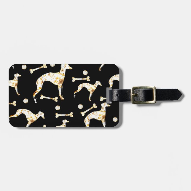 GREYHOUND BLING LUGGAGE TAG (Front Horizontal)