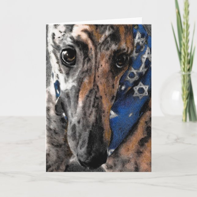 Greyhound card for Chanukah / Hanukkah / Passover (Front)