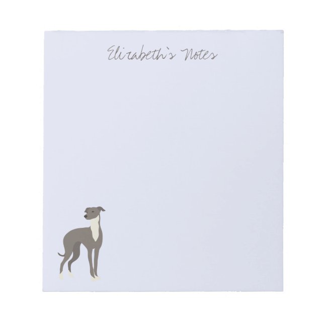 Greyhound Cartoon Dog Personalised Notepad (Front)