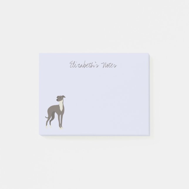 Greyhound Cartoon Dog Personalised Post-it Notes (Front)