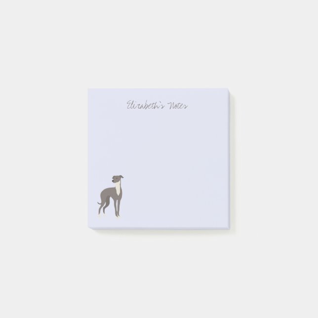 Greyhound Cartoon Dog Personalised Post-it Notes (Front)