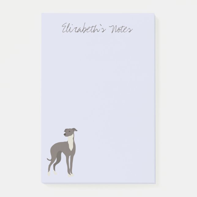 Greyhound Cartoon Dog Personalised Post-it Notes (Front)