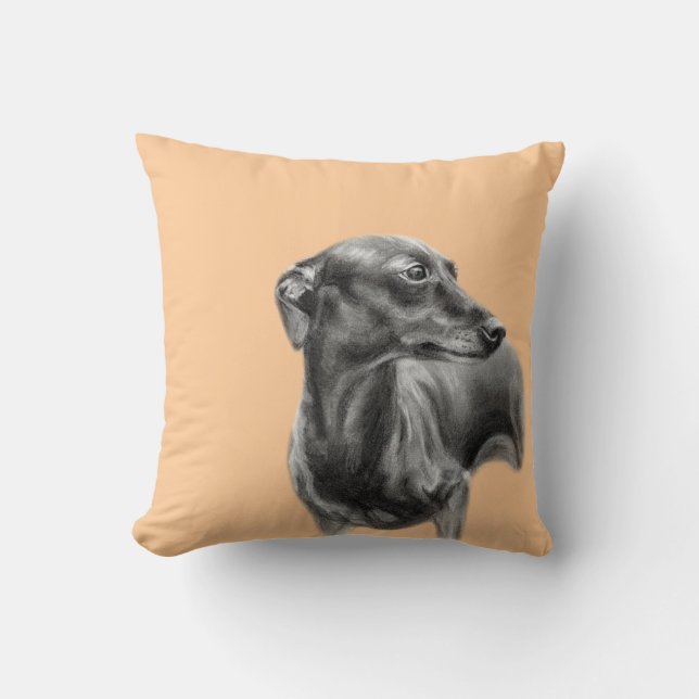 Greyhound Charcoal Hand Drawn Artwork Cushion (Front)