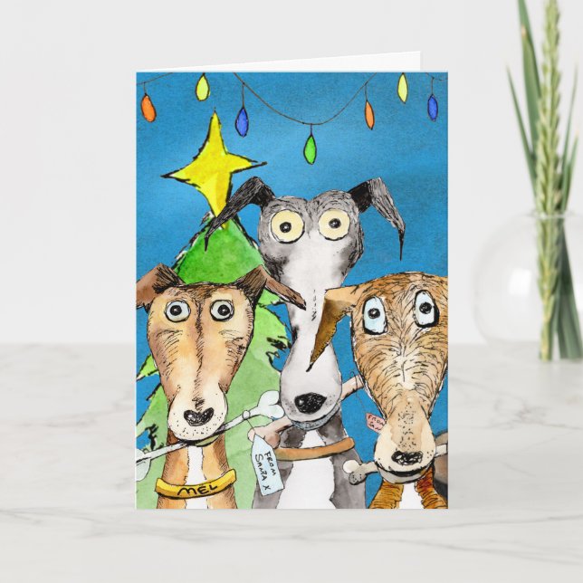 Greyhound Christmas card (a519) (Front)