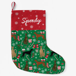Greyhound Christmas custom dog name Small Christmas Stocking