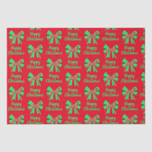 Greyhound Christmas Dog & Green Bow Large Gift Bag Tissue Paper