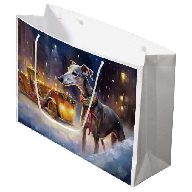 Greyhound Christmas Festive Season  Large Gift Bag (Front Angled)