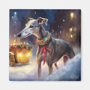 Greyhound Christmas Festive Season Magnet