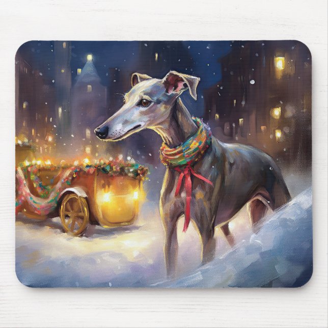 Greyhound Christmas Festive Season  Mouse Pad (Front)