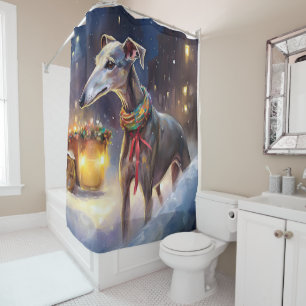 Greyhound Christmas Festive Season  Shower Curtain