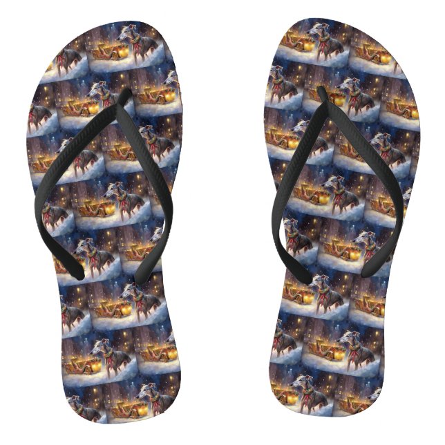 Greyhound Christmas Festive Season  Thongs (Footbed)