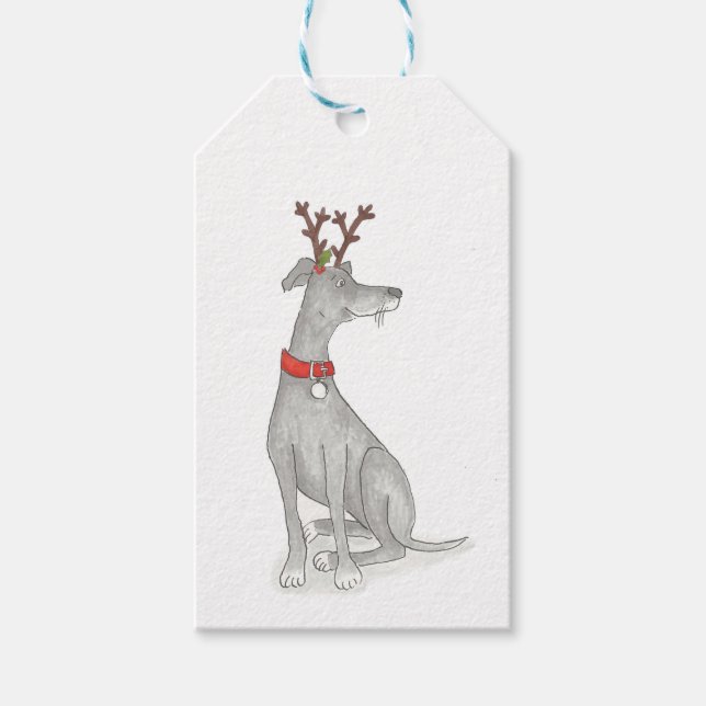 Greyhound Christmas gift tags (Front)