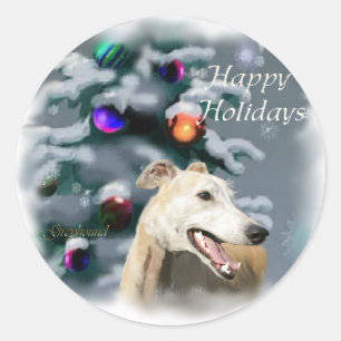 Greyhound Christmas Gifts Classic Round Sticker